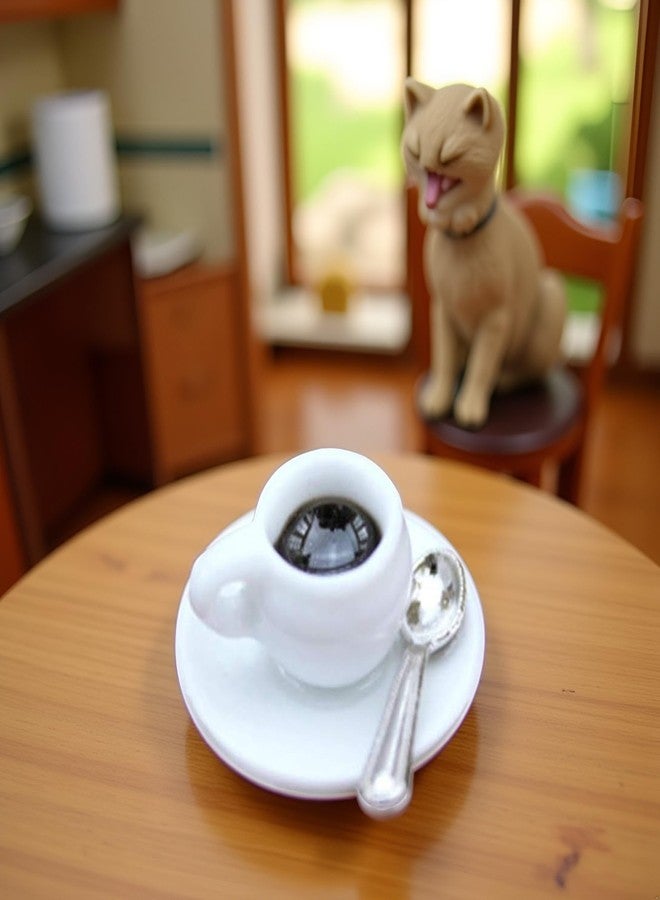 ملحقات تزيين بيت الدمى، نموذج مصغر لبيت الدمى بمقياس 1:12، كوب قهوة مع ملعقة، لعبة، زينة، ديكور بيت الدمى (14 × 22 مم) - Image 5