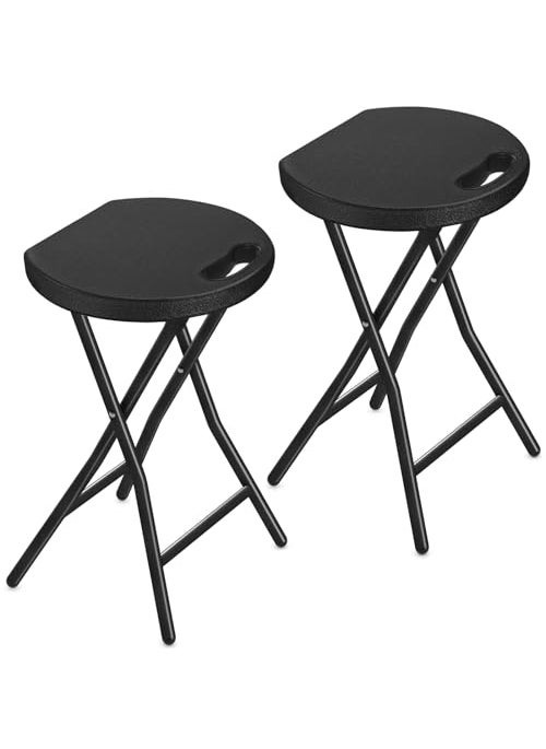 TAVR Furniture TAVR Furniture Portable Folding Chair with Handle Heavy Duty Round Fold Stool Chair with 500lbs Capacity for Adults 18 Inch Foldable Stool for Dorm Kitchen Vanity Church and Outdoor use 