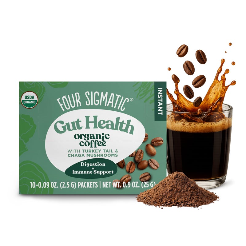 Four Sigmatic Organic Instant Coffee Powder | Mushroom Coffee Instant Mix with Cordyceps, Chaga and Eleuthero for Better Focus and Immune Support | 10 Packets - Image 1