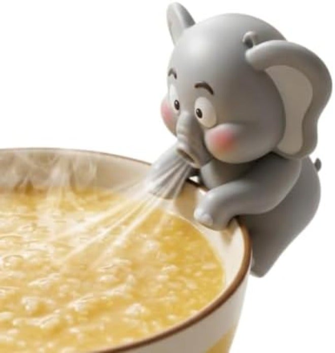 Cooling Gadget for Food | Cute Portable Fan for Hot Drinks - Gray Elephant - Image 1