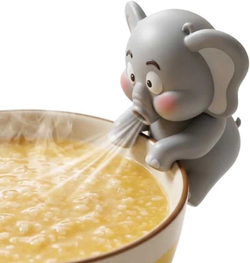 Cooling Gadget for Food | Cute Portable Fan for Hot Drinks - Gray Elephant - Image 2