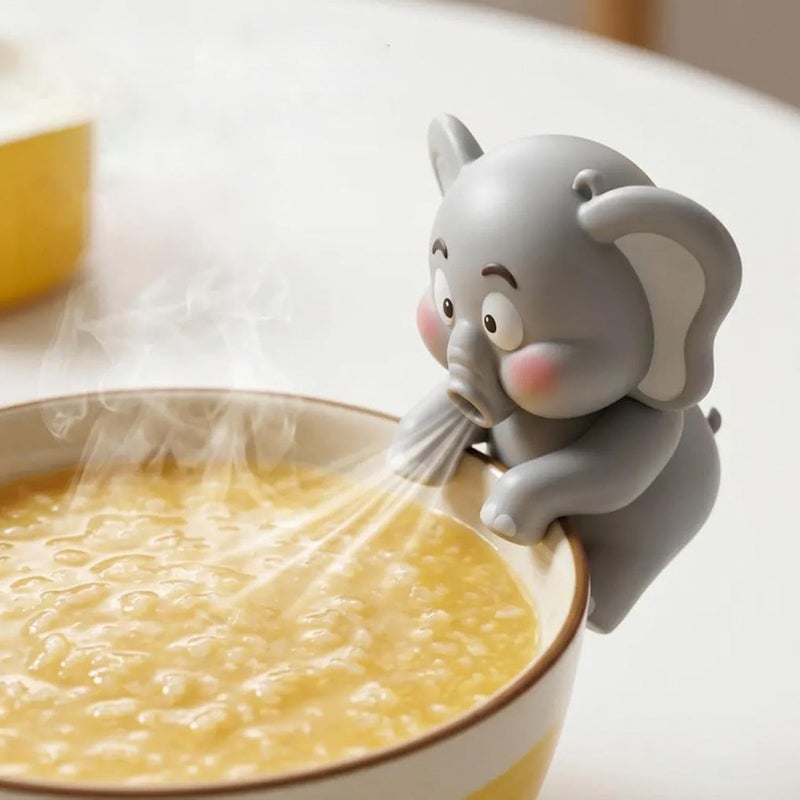 Cooling Gadget for Food | Cute Portable Fan for Hot Drinks - Gray Elephant - Image 5