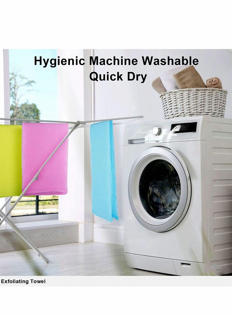 Captaintech Bath Washcloth, Exfoliating Washcloth Towel 4PCS, Washcloth Nylon Beauty Skin Bath Wash Towel Sponge, Back Scrubber Washer for Shower, Body Scrub Rag Brush Loofah Exfoliator for Body Exfoliation - Image 5