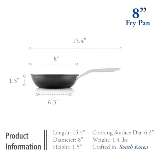 TECHEF - Onyx Collection 8-Inch Nonstick Frying Pan Skillet, PFOA-Free, Dishwasher Oven Safe, Stainless Steel Handle, Induction-Ready, Made in Korea (8-inch) - Image 5