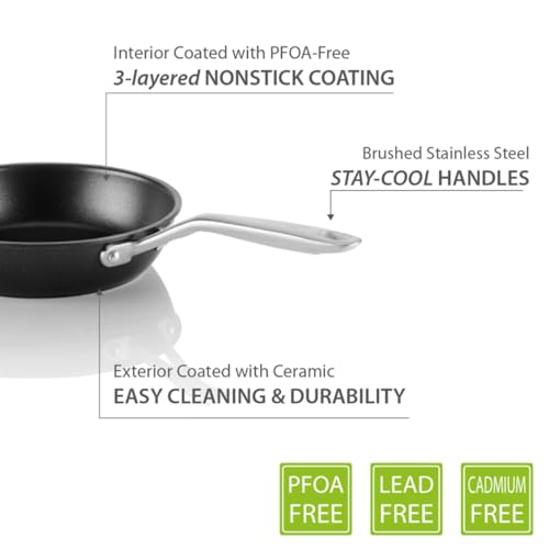 TECHEF - Onyx Collection 8-Inch Nonstick Frying Pan Skillet, PFOA-Free, Dishwasher Oven Safe, Stainless Steel Handle, Induction-Ready, Made in Korea (8-inch) - Image 4