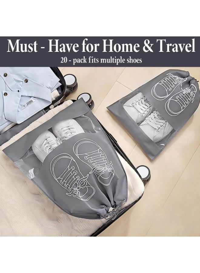 YelaJoy Shoe Bags for Travel, 20 Pcs Travel Shoe Bag Travel Bags Covers for Traveling Packing, Travel Shoe Bags for Storage for Packing in Suitcase(Black & Grey) - Image 2