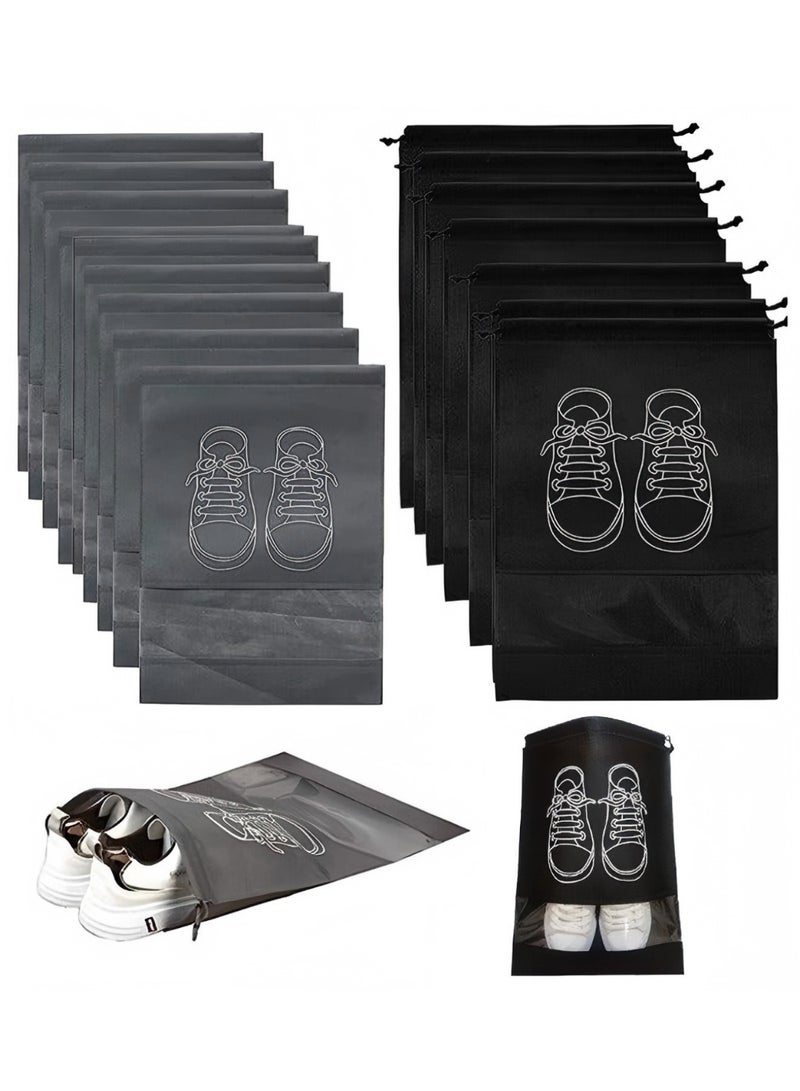 YelaJoy Shoe Bags for Travel, 20 Pcs Travel Shoe Bag Travel Bags Covers for Traveling Packing, Travel Shoe Bags for Storage for Packing in Suitcase(Black & Grey) - Image 1