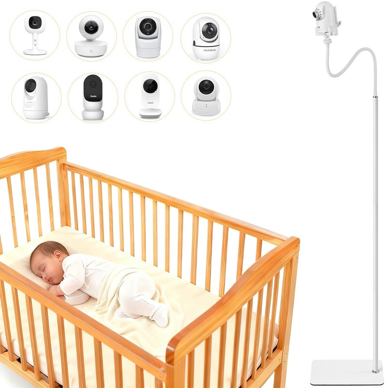 iTODOS Baby Monitor Floor Stand Holder Mount Compatible with Infant Optics DXR-8 Pro,Nanit Pro & Flex Stand,VTech VM819/VM901,Owlet,HelloBaby,Momcozy,eufy,Motorola Camera,Keep Baby Away from Touching - Image 1