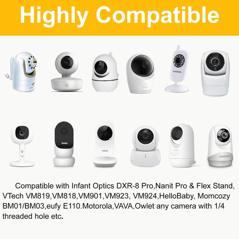 iTODOS Baby Monitor Floor Stand Holder Mount Compatible with Infant Optics DXR-8 Pro,Nanit Pro & Flex Stand,VTech VM819/VM901,Owlet,HelloBaby,Momcozy,eufy,Motorola Camera,Keep Baby Away from Touching - Image 3