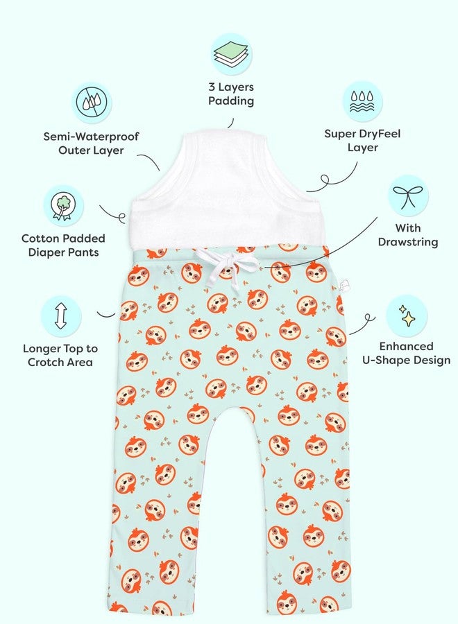 superbottoms Diaper Pants | Cotton Baby Cotton Pants with Attached Padded Underwear | Ideal for Diaper-Free Time, Outings & Potty Training | Unisex Printed | 9-12M | Soft Fit - Image 3