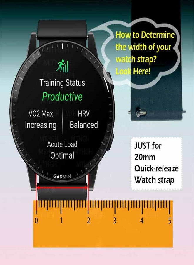 MTHGH Watch Band for Garmin Forerunner 165/245 /55 Smartwatch, Women Watch Strap for Garmin Venu/Venu 2 Plus, Soft Silicone Replacement Wrist Band for Garmin Active 5 /Approach S50/S40 /vivoactive 3 - Image 2