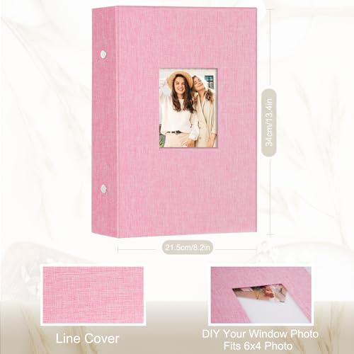 Artmag Fabric Photo Album 4x6 300 Large Capacity for Family Wedding Anniversary Linen Album Holds 300 Horizontal Photos (300 Pockets, Pink) - Image 2