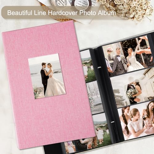 Artmag Fabric Photo Album 4x6 300 Large Capacity for Family Wedding Anniversary Linen Album Holds 300 Horizontal Photos (300 Pockets, Pink) - Image 4