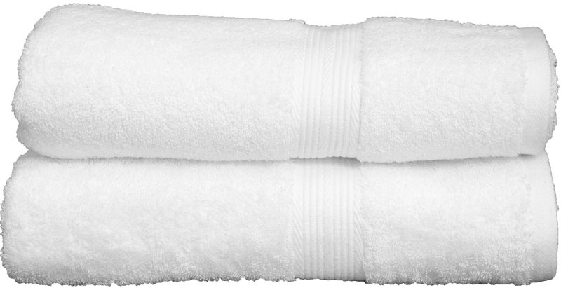 Trella 100% Cotton 2 Piece 500 GSM Large Cotton Bath Towel Set :: 140 x 70 cm (White White) - Image 4