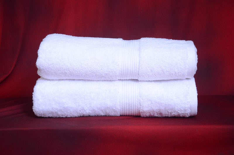 Trella 100% Cotton 2 Piece 500 GSM Large Cotton Bath Towel Set :: 140 x 70 cm (White White) - Image 3