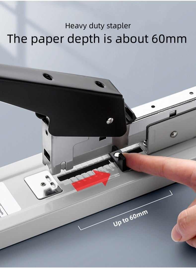 Huachi Heavy Duty Stapler，Large size labor-saving stapler can staple 100 pages once a time (Black/Grey)  - Image 3