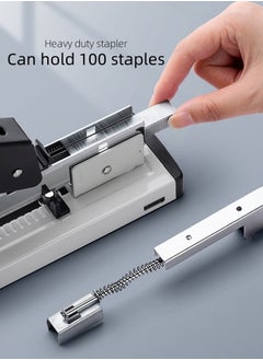 Huachi Heavy Duty Stapler，Large size labor-saving stapler can staple 100 pages once a time (Black/Grey)  - Image 4