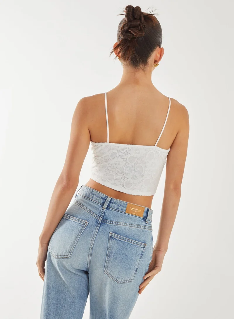 Pink Vanilla V-Detail Lace Strappy Top