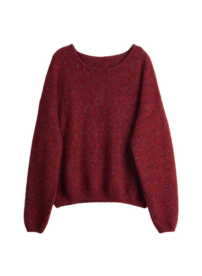 Olrain Eurielle New Year Women's Red Sweater Commuter Loose Pullover Long Sleeve Top Red M - Image 4