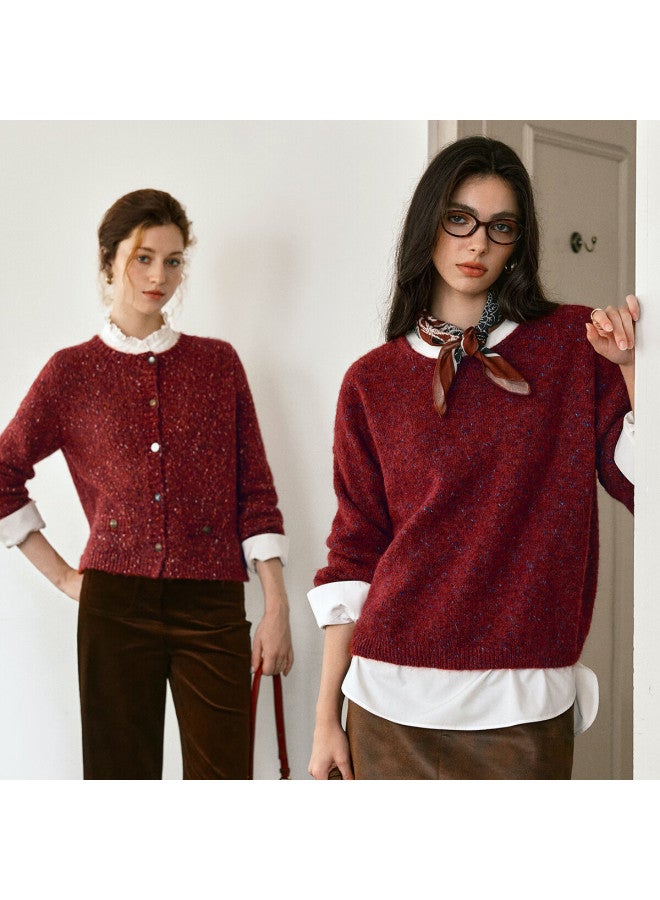 Olrain Eurielle New Year Women's Red Sweater Commuter Loose Pullover Long Sleeve Top Red M - Image 3