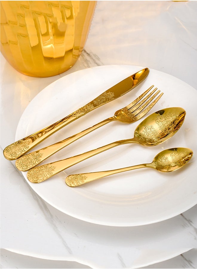 wowofa 24 Pieces Flatware Set with Crown Egg Container, Stainless Steel Tableware Cutlery Set for 6 People, Mirror-Polished Stainless Steel Knife Fork and Spoon Sets for Home and Restaurant, Dishwasher Safe  - Image 2