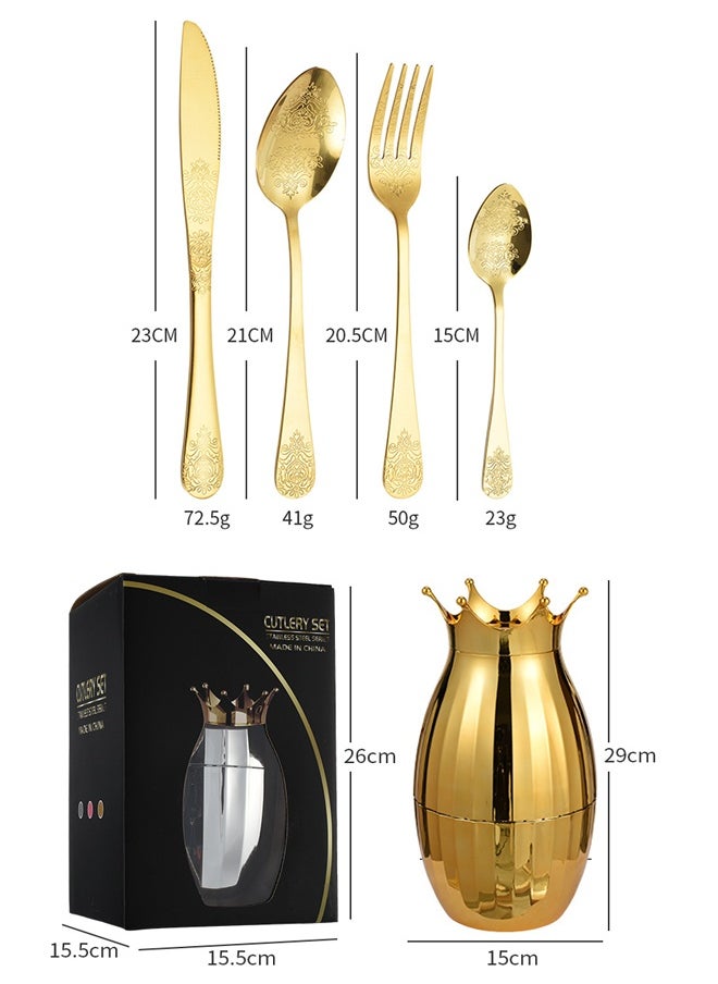 wowofa 24 Pieces Flatware Set with Crown Egg Container, Stainless Steel Tableware Cutlery Set for 6 People, Mirror-Polished Stainless Steel Knife Fork and Spoon Sets for Home and Restaurant, Dishwasher Safe  - Image 4
