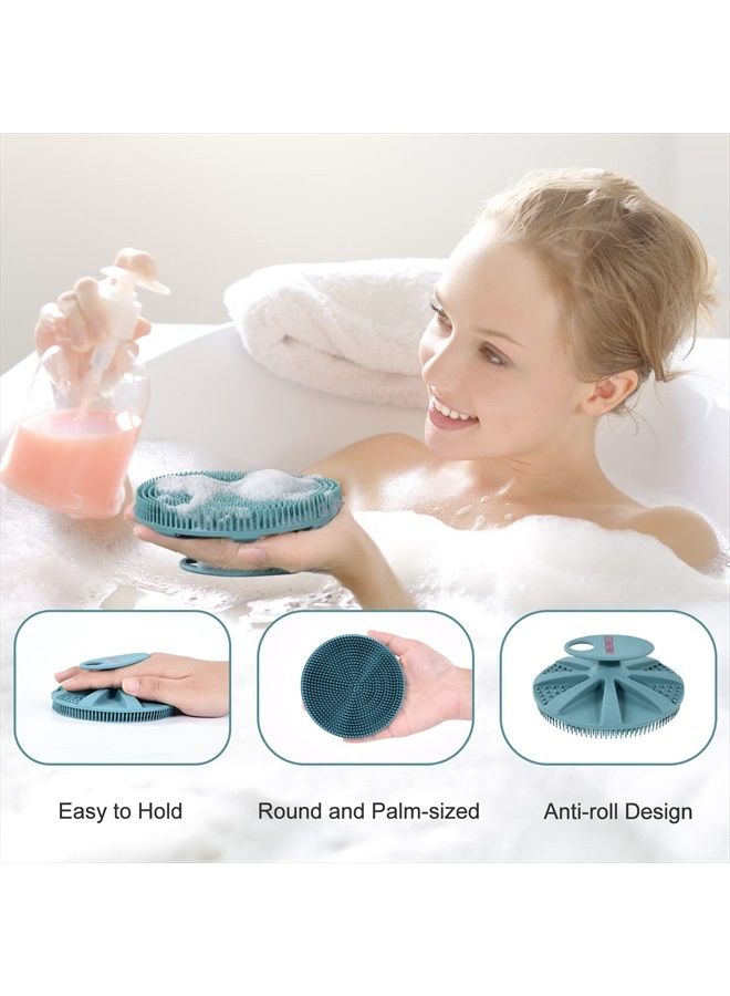 Innerneed Food-grade Soft Silicone Body Scrubber Shower Brush Handheld Cleansing Skin Brush, Gentle Exfoliating and Lather Well (Dark Green) - Image 3