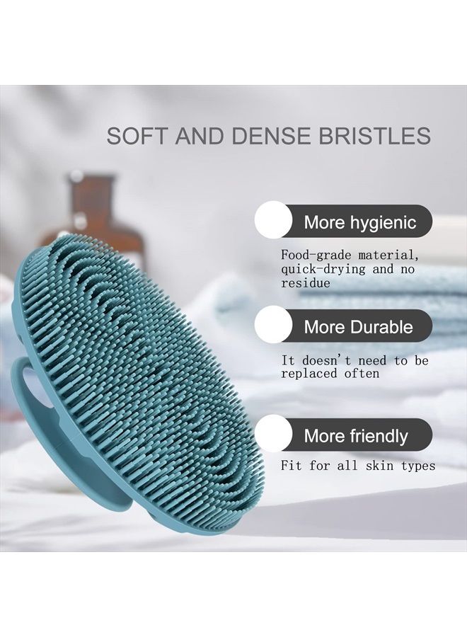 Innerneed Food-grade Soft Silicone Body Scrubber Shower Brush Handheld Cleansing Skin Brush, Gentle Exfoliating and Lather Well (Dark Green) - Image 5