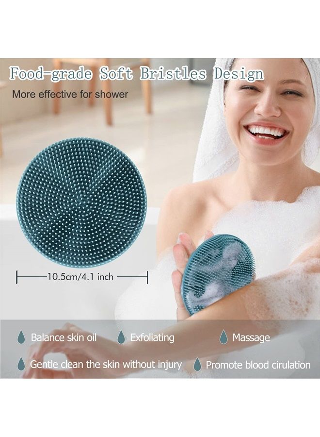 Innerneed Food-grade Soft Silicone Body Scrubber Shower Brush Handheld Cleansing Skin Brush, Gentle Exfoliating and Lather Well (Dark Green) - Image 4