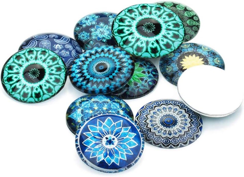 comfrt 20pcs Glass Mosaic Dome Tiles DIY Mix Color Flower Printed Flatback Pendant Trays Sticker for Photo Jewelry Making Supplies 20mm - Image 3