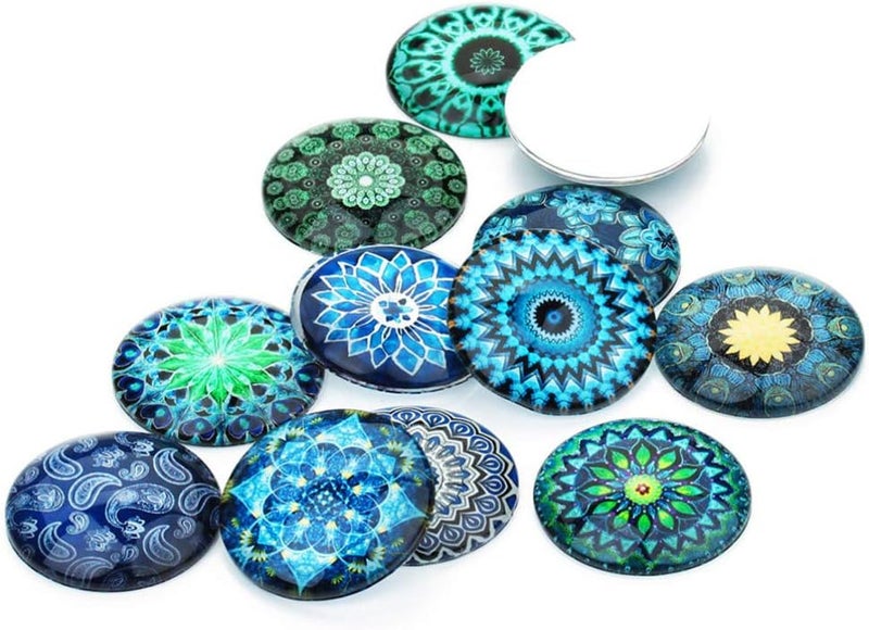 comfrt 20pcs Glass Mosaic Dome Tiles DIY Mix Color Flower Printed Flatback Pendant Trays Sticker for Photo Jewelry Making Supplies 20mm - Image 5