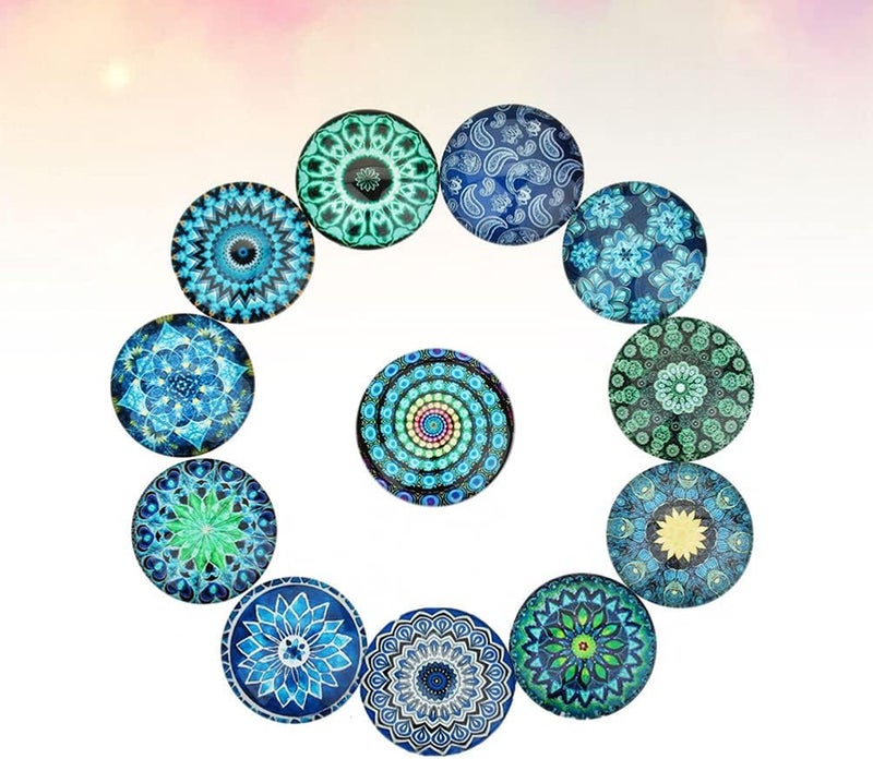 comfrt 20pcs Glass Mosaic Dome Tiles DIY Mix Color Flower Printed Flatback Pendant Trays Sticker for Photo Jewelry Making Supplies 20mm - Image 4