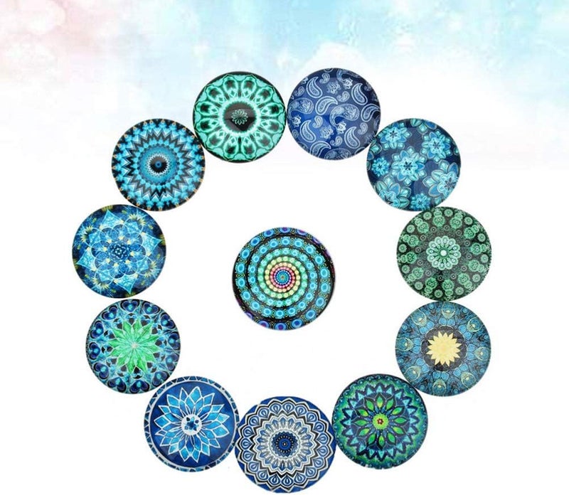 comfrt 20pcs Glass Mosaic Dome Tiles DIY Mix Color Flower Printed Flatback Pendant Trays Sticker for Photo Jewelry Making Supplies 20mm - Image 2