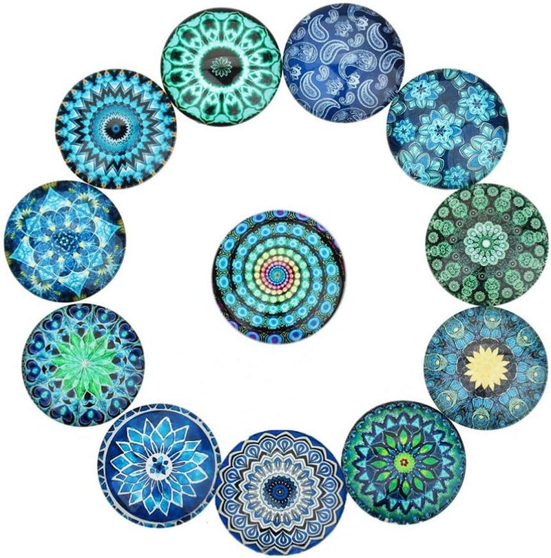 comfrt 20pcs Glass Mosaic Dome Tiles DIY Mix Color Flower Printed Flatback Pendant Trays Sticker for Photo Jewelry Making Supplies 20mm - Image 1