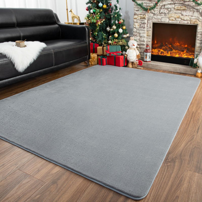 Przemy Washable Grey Rugs for Living Room Bedroom, 5x7 Feet Super Soft Memory Foam Rug Indoor Carpet for Kids Room Boys Girls Dorm Bedside Nursery Decor Mat - Image 1
