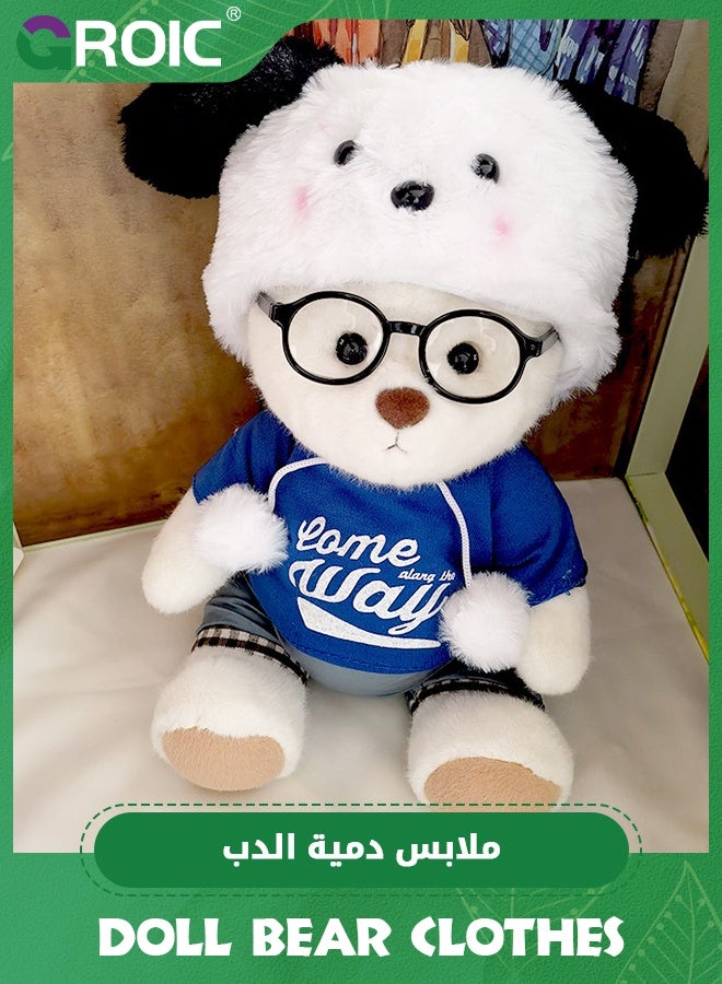 GROIC 4 Pcs Joint Teddy Bear Doll Clothes, 30CM Plush Doll Clothes Set, Cute Stuffed Animal Clothing Accessories Gift for Kids Girls Women Birthday (Cute Dog Suit, No Bear) - Image 3