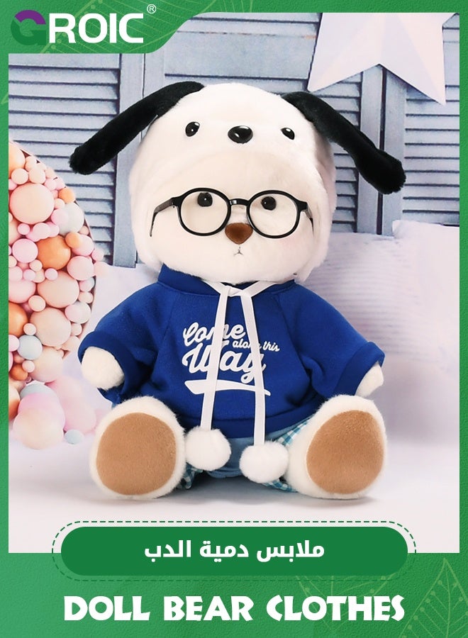 GROIC 4 Pcs Joint Teddy Bear Doll Clothes, 30CM Plush Doll Clothes Set, Cute Stuffed Animal Clothing Accessories Gift for Kids Girls Women Birthday (Cute Dog Suit, No Bear) - Image 5