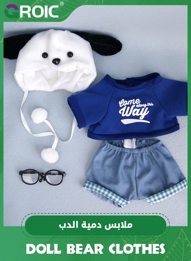 GROIC 4 Pcs Joint Teddy Bear Doll Clothes, 30CM Plush Doll Clothes Set, Cute Stuffed Animal Clothing Accessories Gift for Kids Girls Women Birthday (Cute Dog Suit, No Bear) - Image 4