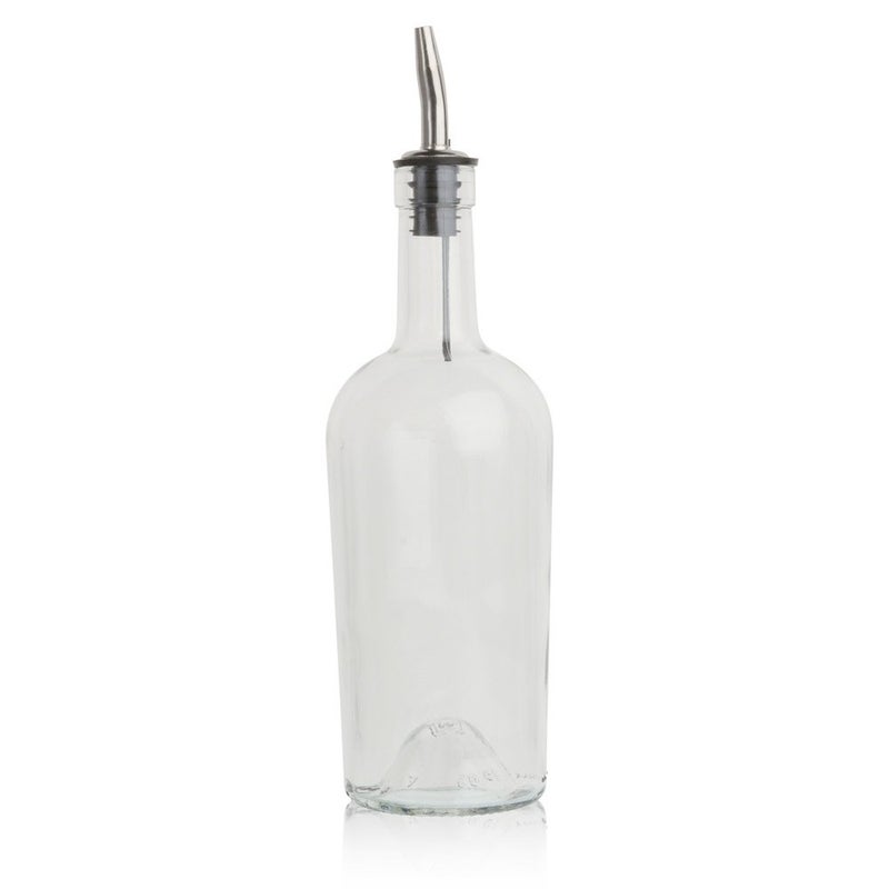 Tablecraft Home Glass Syrup Bottle with Vented Stainless Steel Pourer  500ml