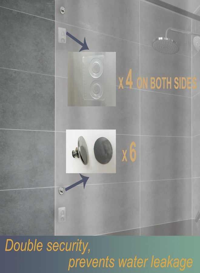 ABSENK Shower Curtain Liner with Side Suction Cups & Magnets Splash Guard Kit to Keep Closed to Wall, 8G Heavy Duty Clear Shower Curtain for Bathroom, 72x72 - Image 2
