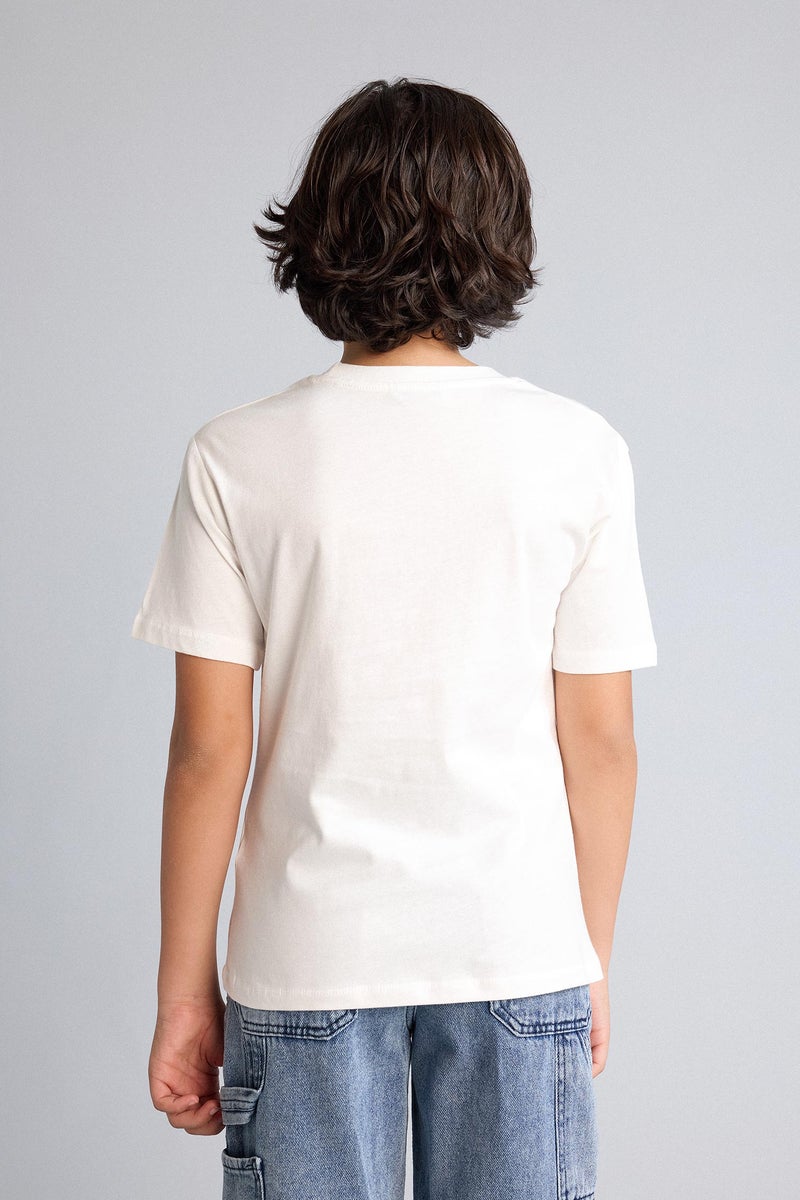 DeFacto Beige Boy Boy Printed T-Shirt Casual - Image 4
