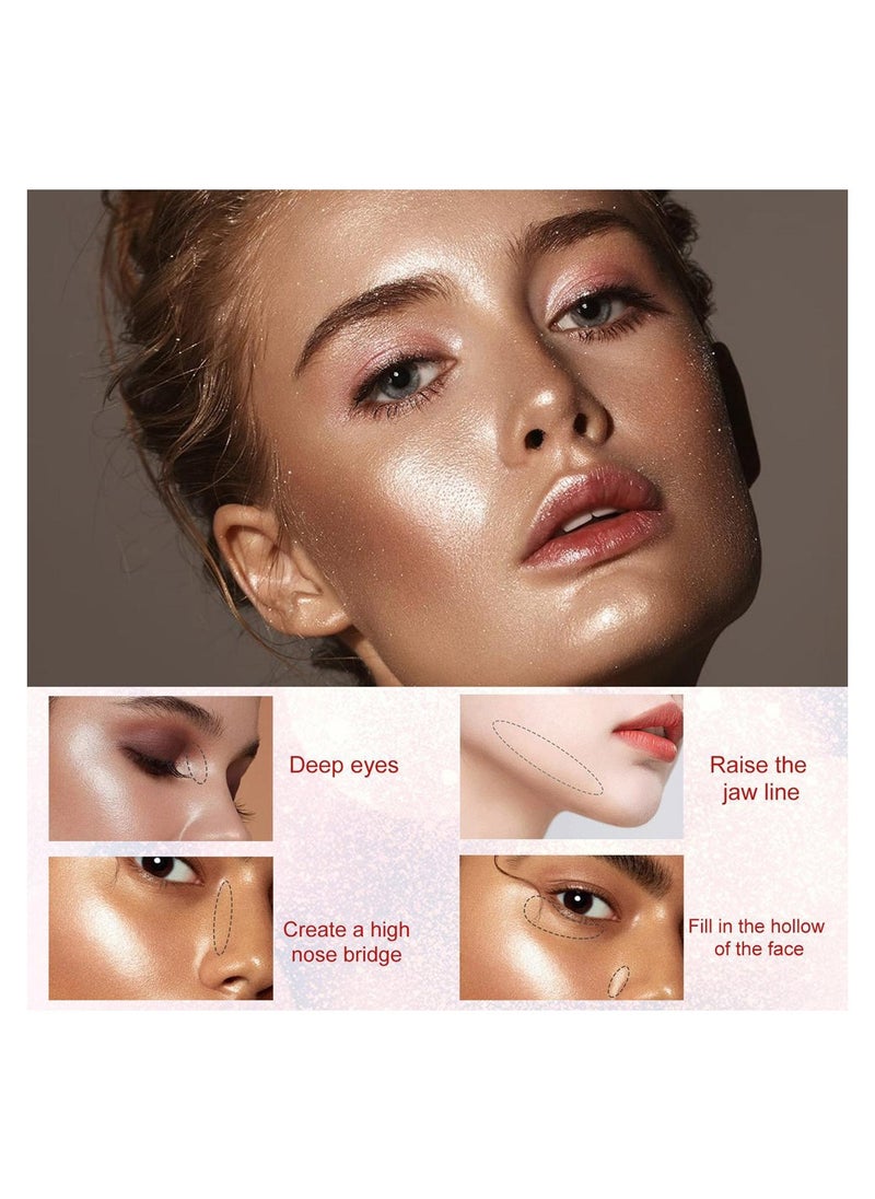 Handaiyan Body Shimmer Powder Polvo De Hadas Fairy Highlighter Glitter Natural Pigment Shiner Stick Loose Oil Glow Body Brighten Dust with Puff Makeup Three-Dimensional Face,Eyeshadow,Eye,Hair,Body,Hair  - Image 4