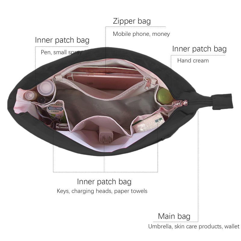Lckaey Purse organizer insert for neverfull handbag is compatible with more similar brands of tote bag-nylon organizer 3055black-XS - Image 4