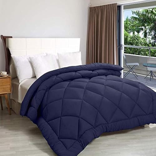 Rajasthan Crafts Microfiber Heavy Winter Single Bed Quilt (Navy Blue, 60x90 Inch, Skin_Friendly) | TC - 400 - Image 1