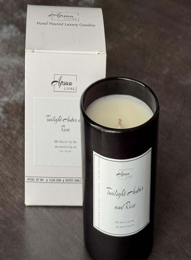 Apsaa Living Premium Scented Candle | Non Toxic, Natural Soy Wax| Ideal for Home Décor and Gifting | Premium Luxury Candle| Twilight Amber and Rose Scented Candle, 230g - Image 4