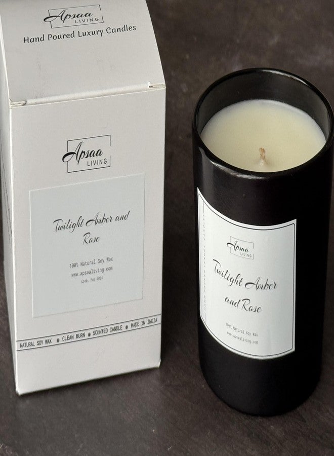 Apsaa Living Premium Scented Candle | Non Toxic, Natural Soy Wax| Ideal for Home Décor and Gifting | Premium Luxury Candle| Twilight Amber and Rose Scented Candle, 230g - Image 2