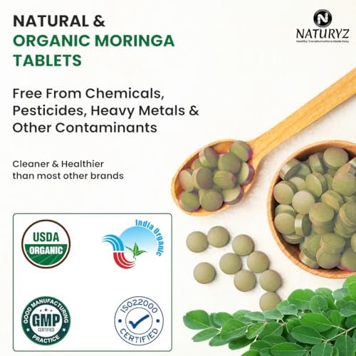 NATURYZ Organic Moringa Highest Strength 1200mg tablets | Supports Energy, Vitality, Detox, Metabolism & Immunity in Men & Women | Non-GMO, Vegan, Gluten-Free | USDA Organic Certified | Pesticides & Chemical Free – 60 Veg tablets - Image 5