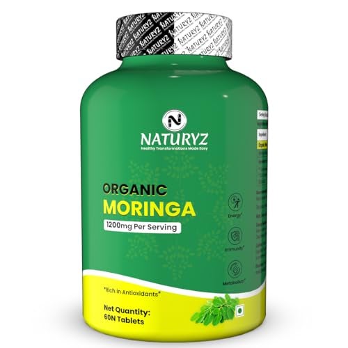 NATURYZ Organic Moringa Highest Strength 1200mg tablets | Supports Energy, Vitality, Detox, Metabolism & Immunity in Men & Women | Non-GMO, Vegan, Gluten-Free | USDA Organic Certified | Pesticides & Chemical Free – 60 Veg tablets - Image 1