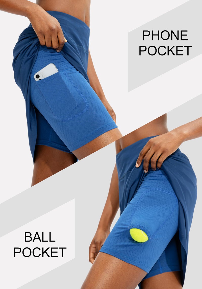 Viodia Women's 20" Knee Length Skorts Skirts Athletic Tennis Golf Skirt for Women Modest Sports Casual Summer Skirt with 5 Pockets Blue - Image 3