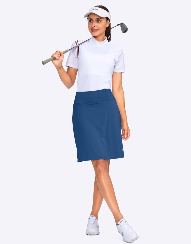 Viodia Women's 20" Knee Length Skorts Skirts Athletic Tennis Golf Skirt for Women Modest Sports Casual Summer Skirt with 5 Pockets Blue - Image 5
